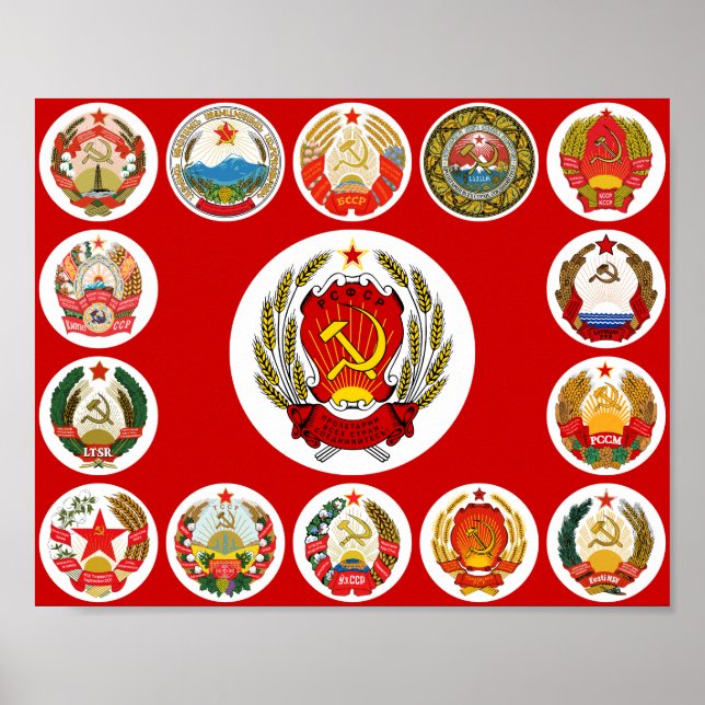 Sovjetunionens republiker - glänsbakgrund poster (Framsidan)