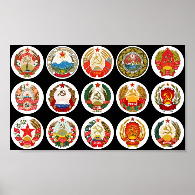 Sovjetunionens republiker - glänsbakgrund poster (Framsidan)
