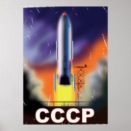 Sovjetunionens Retro Space Rocket Poster