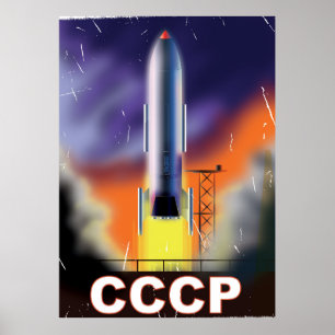 Sovjetunionens Retro Space Rocket Poster