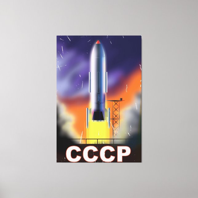 Sovjetunionens Retro Space Rocket Poster Canvastryck (Framsida)
