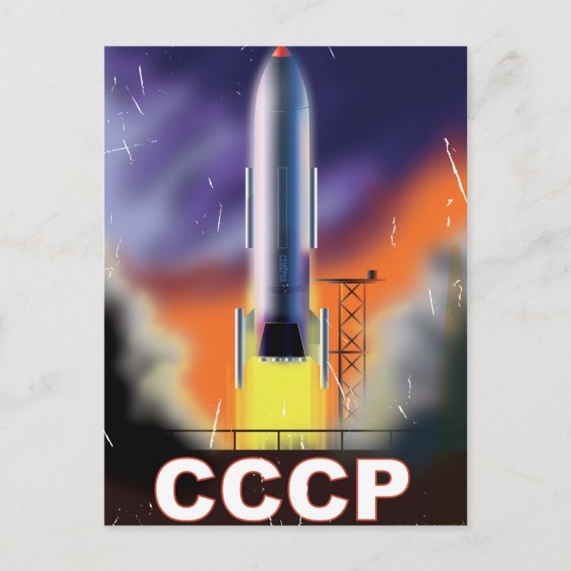 Sovjetunionens Retro Space Rocket Poster Vykort (Framsida)