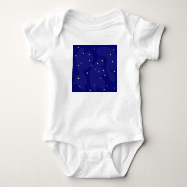 Sovklänning i bomull med mörkblå himmel med stjärn t shirt (Framsida)