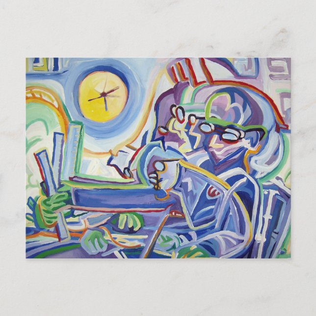 Sovlös man med linjal vykort (Framsida)