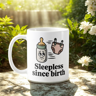 Sovlös sedan födseln Baby liv humor Kaffemugg