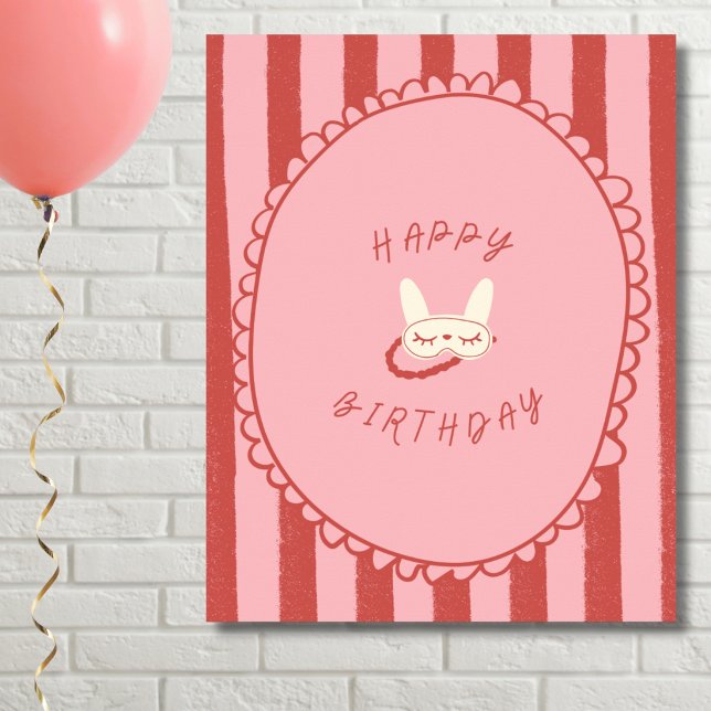 sovmästarpyjamas födelsedagsfest flicka tonåring v poster (sleepover slumber birthday party girl teen vintage modern happy birthday sleep mask poster Sign )