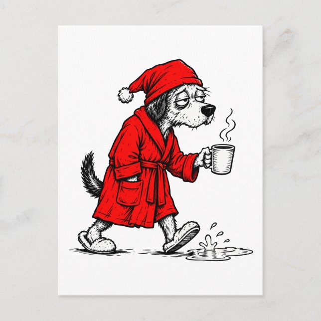 Sovmör morgonkaffehund vykort (Framsida)