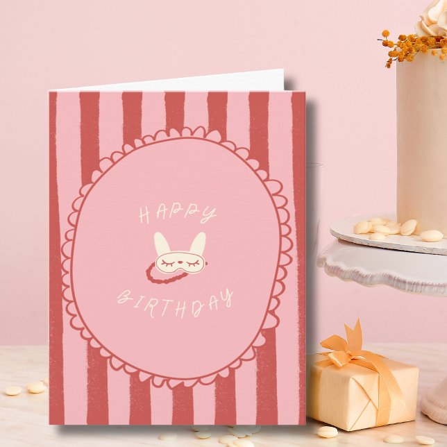 sovparty pyjamasparty födelsedagskort tonåring tack kort (sleepover slumber birthday party girl teen vintage modern happy birthday card digital )