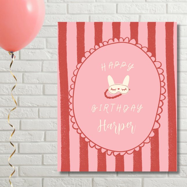 sovparty slummerfest födelsedagsflicka tonåring vi poster (sleepover slumber birthday party girl teen vintage modern happy birthday poster sign personalized)