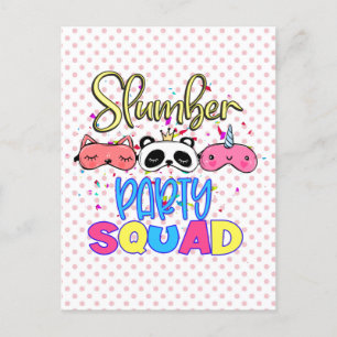 Sovparty Squad Tjejer Pyjamas Matchande Vykort
