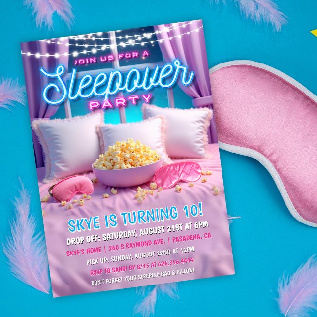 Sovsäkerhet Pyjamasparty Födelsedagsinbjudan Inbjudningar (Skapare uppladdad)