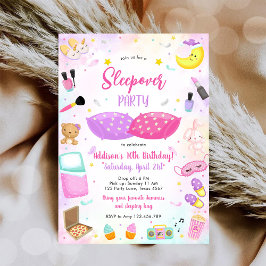 Sovsäkerhet Pyjamasparty Rosa Födelsedagsinbjudan Inbjudningar