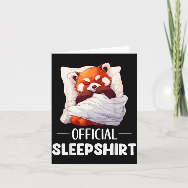 Sovskjorta Sovande Röd Panda Djurälskare Pyjamas  Kort (Framsida)