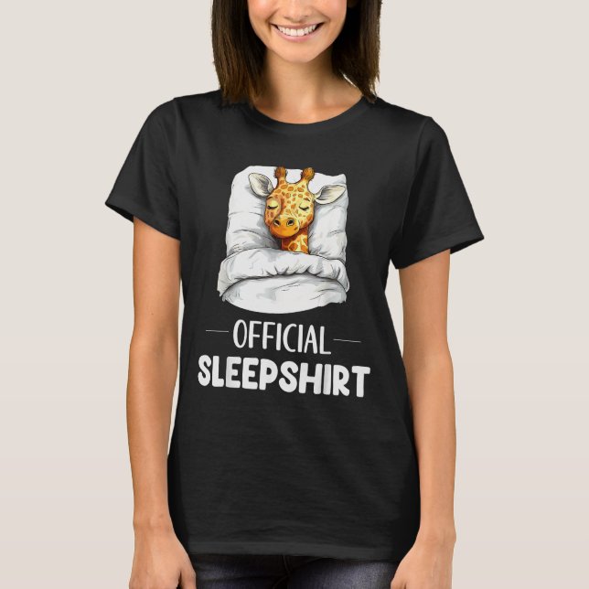 Sovskjorta Sover Giraff Djurälskare Pyjamas  T Shirt (Framsida)