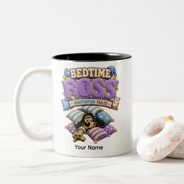 Sovtid Boss Rollig Söv T-Shirt Två-Tonad Mugg (Med munk)