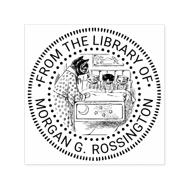Sovtid För Kattungar Teckning Bibliotek Bok Namn Självfärgande Stämpel (Design)