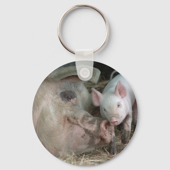Sow med Piglet Nyckelring (Framsida)