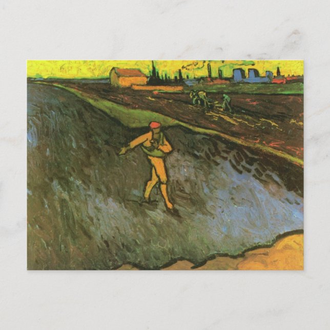 Sower, Arles in Background (F575a) Van Gogh Fine A Vykort (Framsida)