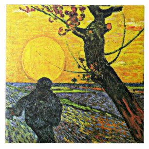 Sower, bra konst målning av Vincent van Gogh Kakelplatta