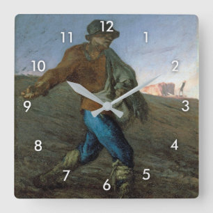 Sower, Jean-Francois Millet Fyrkantig Klocka