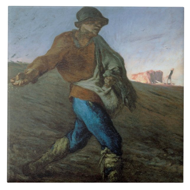 Sower, Jean-Francois Millet Kakelplatta (Framsidan)