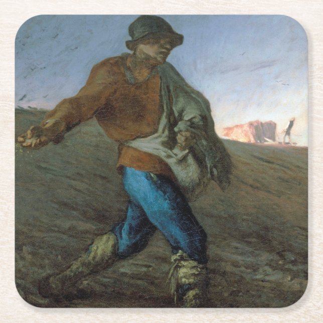 Sower, Jean-Francois Millet Underlägg Papper Kvadrat (Framsidan)