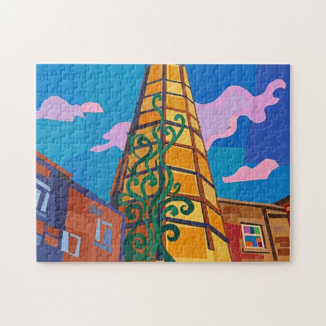 Sowerby Bridge Carlton Mill Chimney konst Pussel (Horisontell)