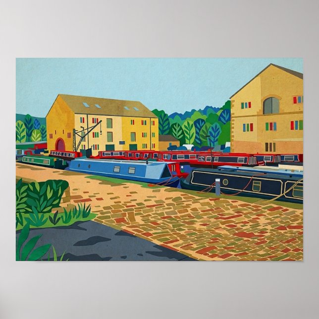 Sowerby Bridge Kanalbassäng Konst Poster (Framsidan)