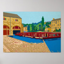 Sowerby Bridge Kanalbassäng Matisse-stil konst Poster