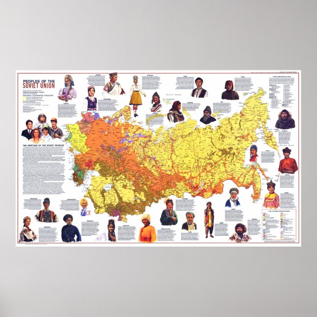 " Sowjetunion: 1976 - Detaillierte Völkerkarte ... Poster (Framsidan)