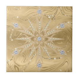 Soxury Guld Glitter Snowflake & Diamond Mönster Kakelplatta