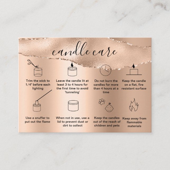 Soy Candle Care Card add your Logotyp Ro Guld Visitkort (Framsida)