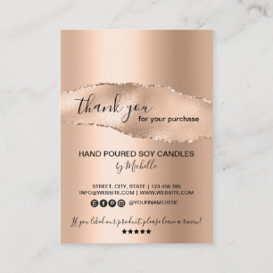Soy Candle Care Card add your Logotyp Ro Guld Visitkort