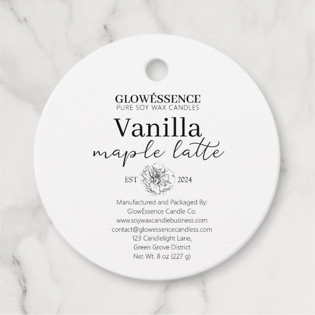 Soy Candle Label Flower Gåvor Etiketter (Framsida)