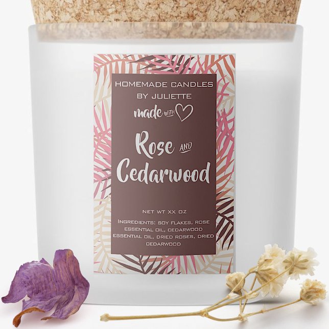 Soy Candle Tropical Löv Rosa Burgundy Packaging Mat Etikett (Skapare uppladdad)