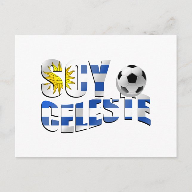 Soy Celeste Uruguay flagga Futbol-logotyp med fotb Vykort (Framsida)