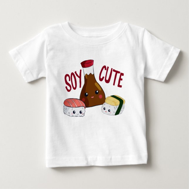 Soy Cute Kawaii Sushi Soysauce Tamago Rolls T Shirt (Framsida)