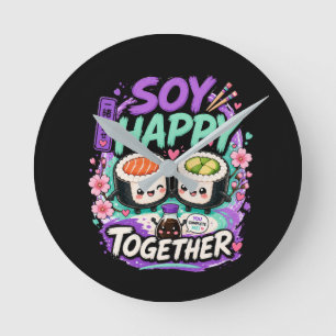 Soy Happy Together – Söt Kawaii Sushi-duo Rund Klocka