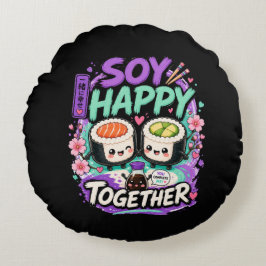 Soy Happy Together – Söt Kawaii Sushi-duo Rund Kudde