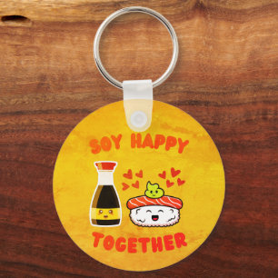 Soy Lycklig Together Cute Soy Sauce Pun Nyckelring