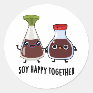 Soy Lycklig Together Soy Sauce Pun Runt Klistermärke