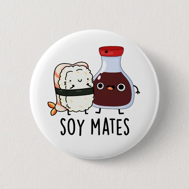 Soy Mates Funny Soy Sauce Pun Knapp (Framsida)