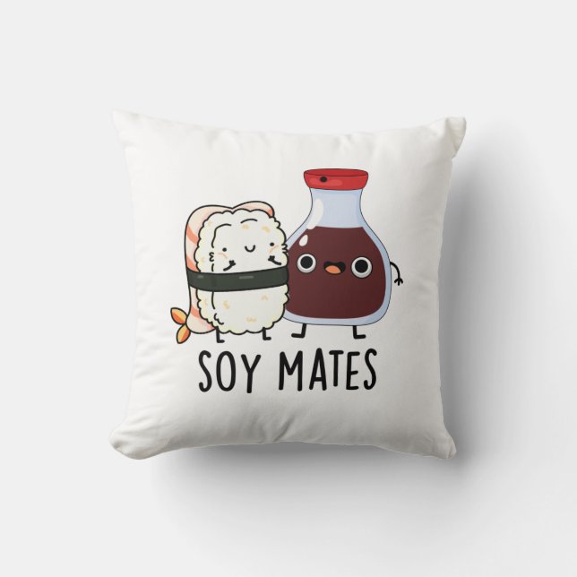 Soy Mates Funny Soy Sauce Pun Kudde (Framsida)