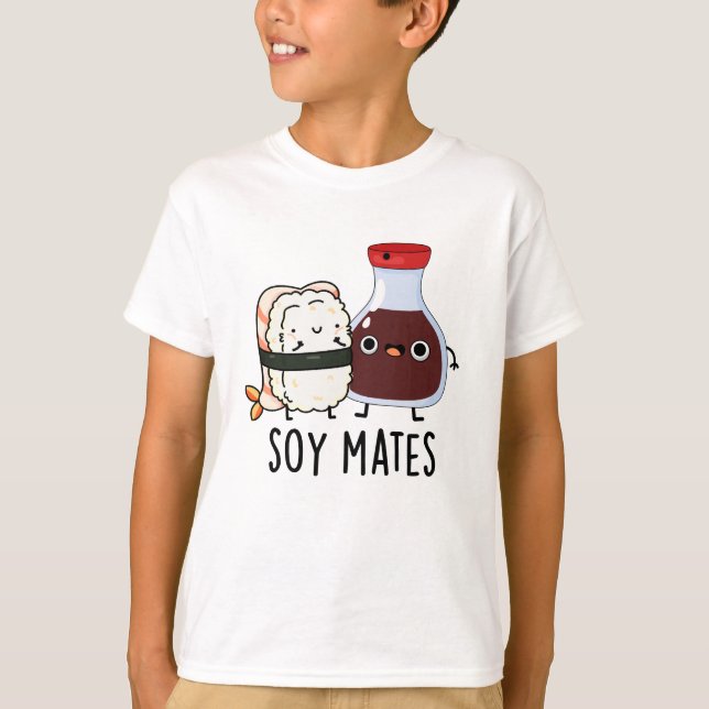 Soy Mates Funny Soy Sauce Pun T Shirt (Framsida)