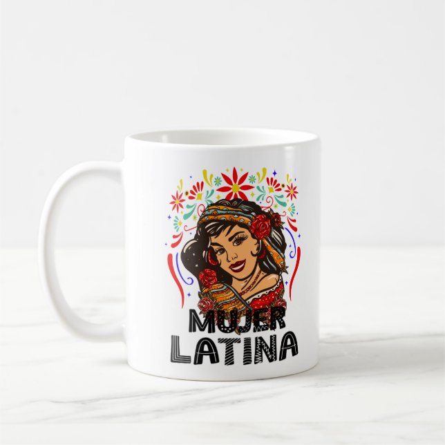 Soy Mujer Latina, Starke Latin Woman Kaffemugg (Vänster)