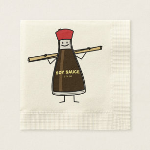 Soy Sauce Flaska, asiatiska käppar Pappersservett