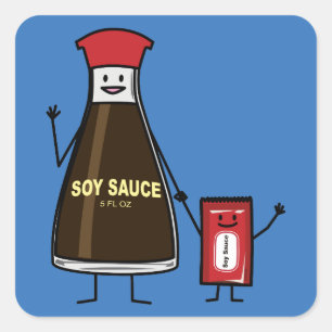 Soy Sauce Flaska Packet child condition Asian Fyrkantigt Klistermärke