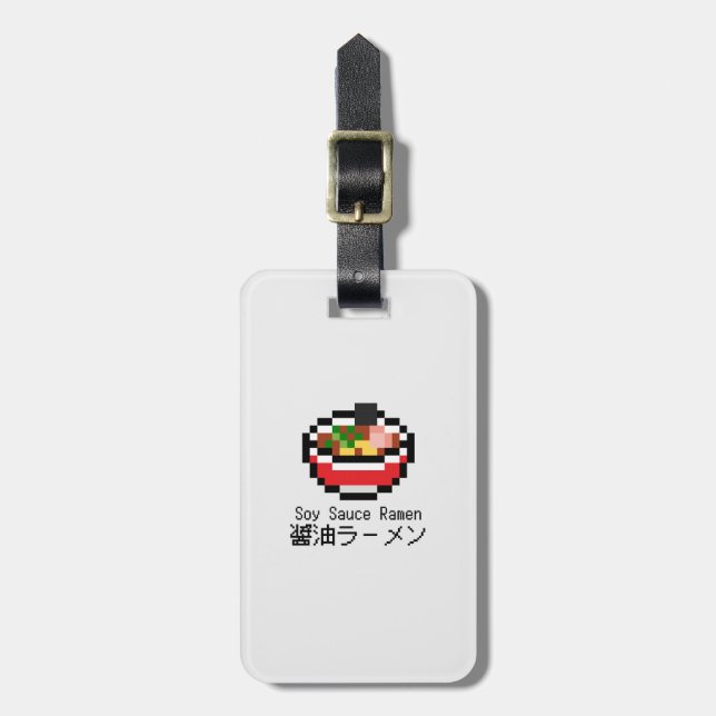 Soy Sauce Ramen Retro Pixel Art Bagagebricka (Vertikal Framsida)