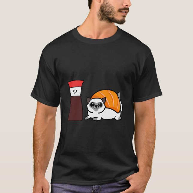 Soy siamesisk katt sushi t shirt (Framsida)