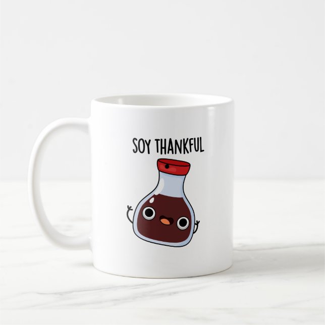 Soy Thankful Funny Soy Sauce Pun Kaffemugg (Vänster)